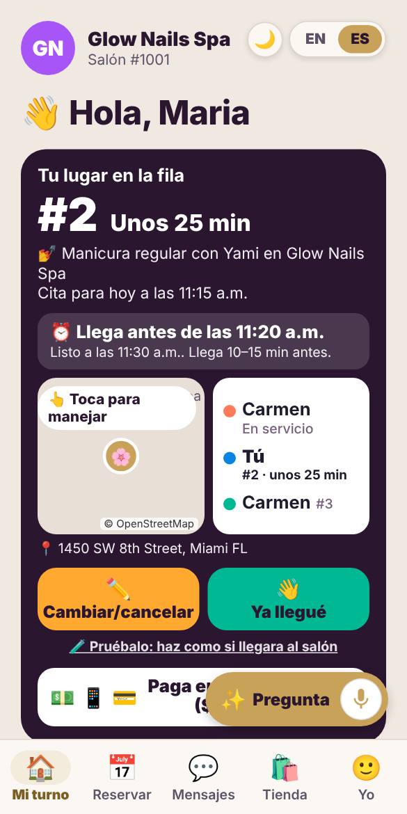 Mi turno muestra tu lugar, cuánto falta y cuándo salir para llegar a tiempo.